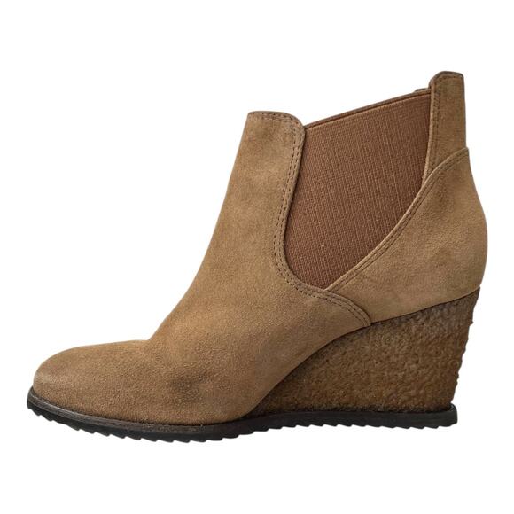 TRASK Tatum Wedge Bootie Suede Wedge Ankle Boots in Tan Size 8M - Picture 6 of 15
